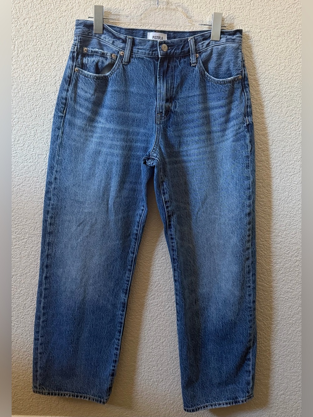 Pistola (29) Lexi Mid Rise Bowed Straight Leg Blue Jean -Transcend Wash 27.5"